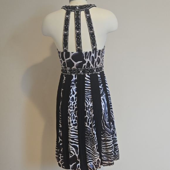 Sue Wong Black and White Animal Print Mini Dress - Picture 4 of 8